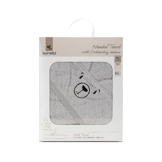 Prosop Baie Bebe cu Glugă Lorelli, Bumbac, Alb, 90x90 cm - Soft Grey [ps:6b6aceab-9083-4167-8303-43a402bba176]