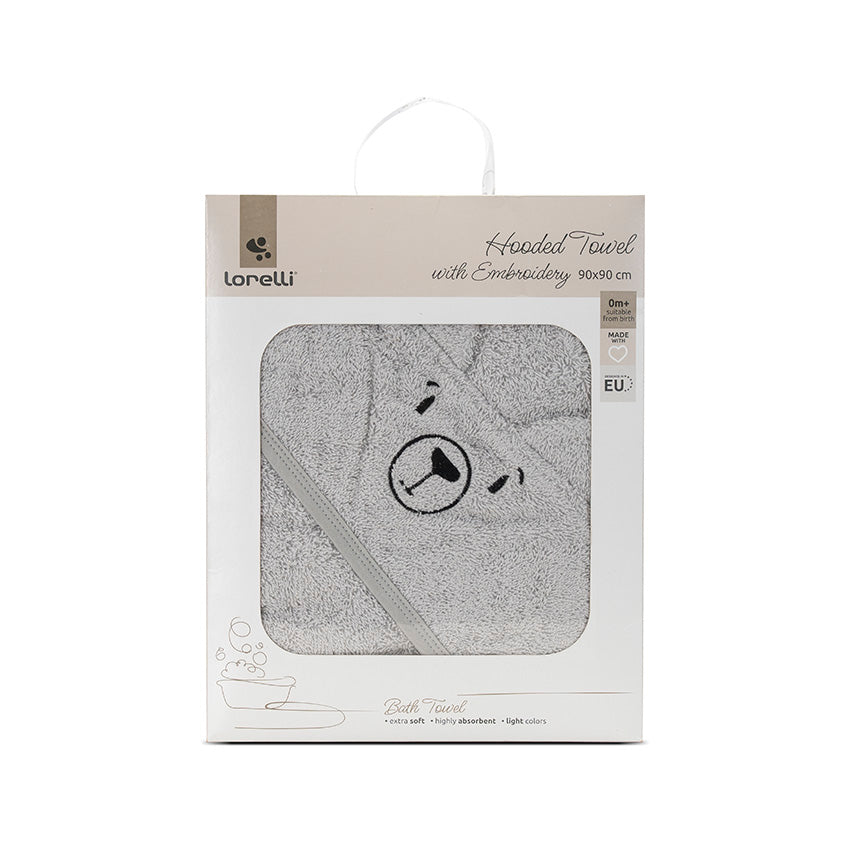 Prosop Baie Bebe cu Glugă Lorelli, Bumbac, Alb, 90x90 cm - Soft Grey [ps:6b6aceab-9083-4167-8303-43a402bba176]