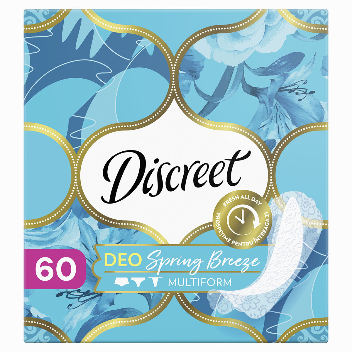 DISCREET Spring Breeze, absorbante zilnice, Deo, 60 buc [ps:3e2653b1-aebe-4bf8-ae8c-587840496b50]