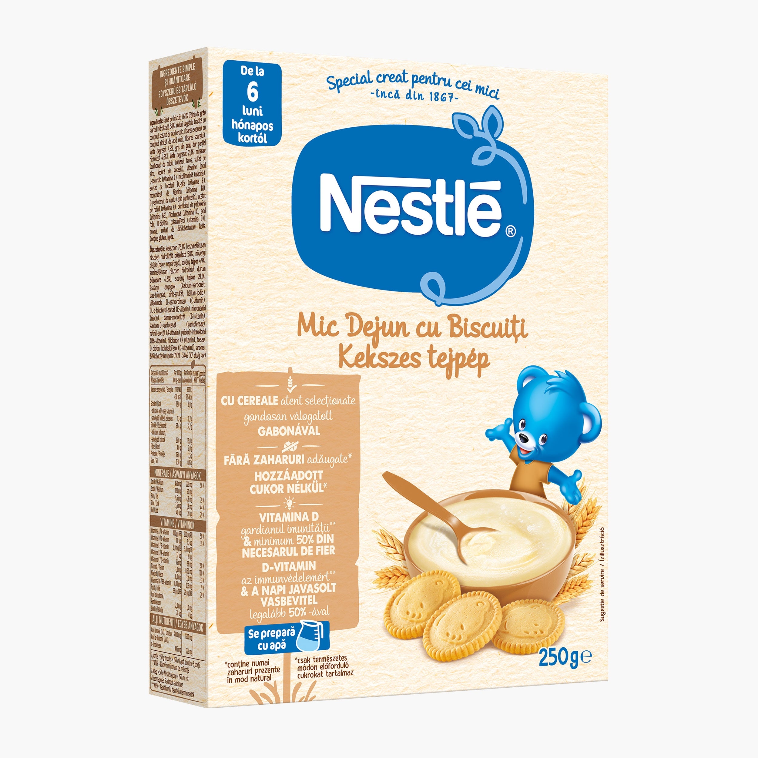 NESTLE Mic Dejun, cereale, cu biscuiti, 250 g [ps:43b707a6-6def-49e4-ae7b-e2fe524917c7]
