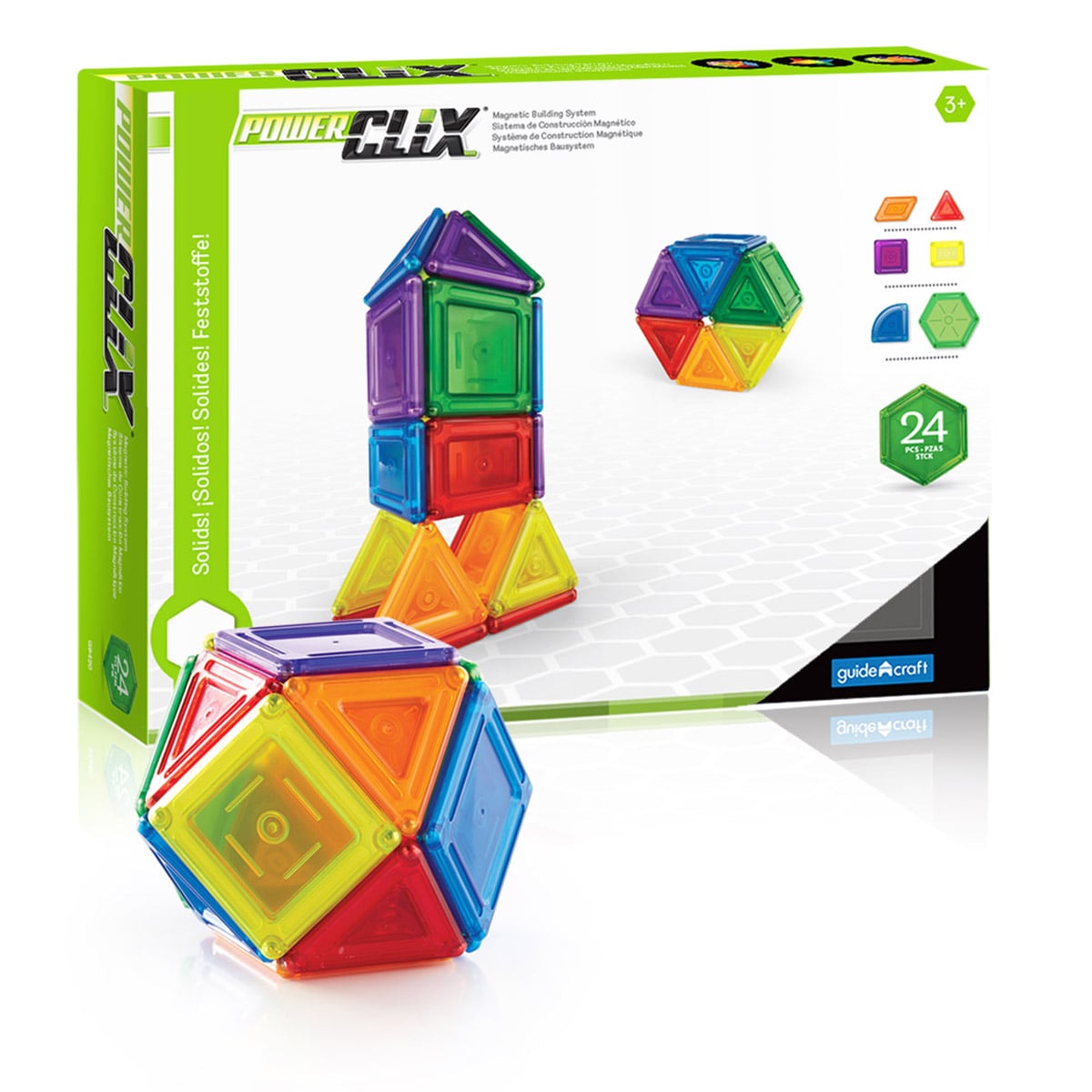 PowerClix Solids Set Magnetic 24 Piese Guidecraft - 24 [ps:97784081-8305-4559-a0dc-8289b4f5f0bb]