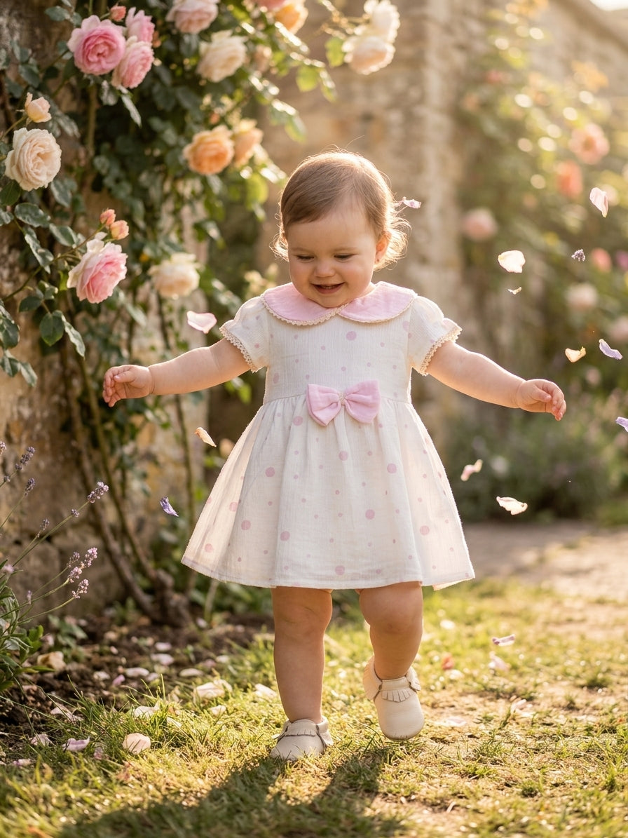 Rochie cu buline roz și guler Peter Pan Canuno Baby 6-9 - 6-9 Luni [ps:551462c0-e3d8-4b2b-9a33-8c64eb0c3d18]