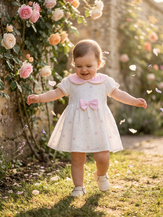 Rochie cu buline roz și guler Peter Pan Canuno Baby 6-9 - 6-9 Luni [ps:551462c0-e3d8-4b2b-9a33-8c64eb0c3d18]