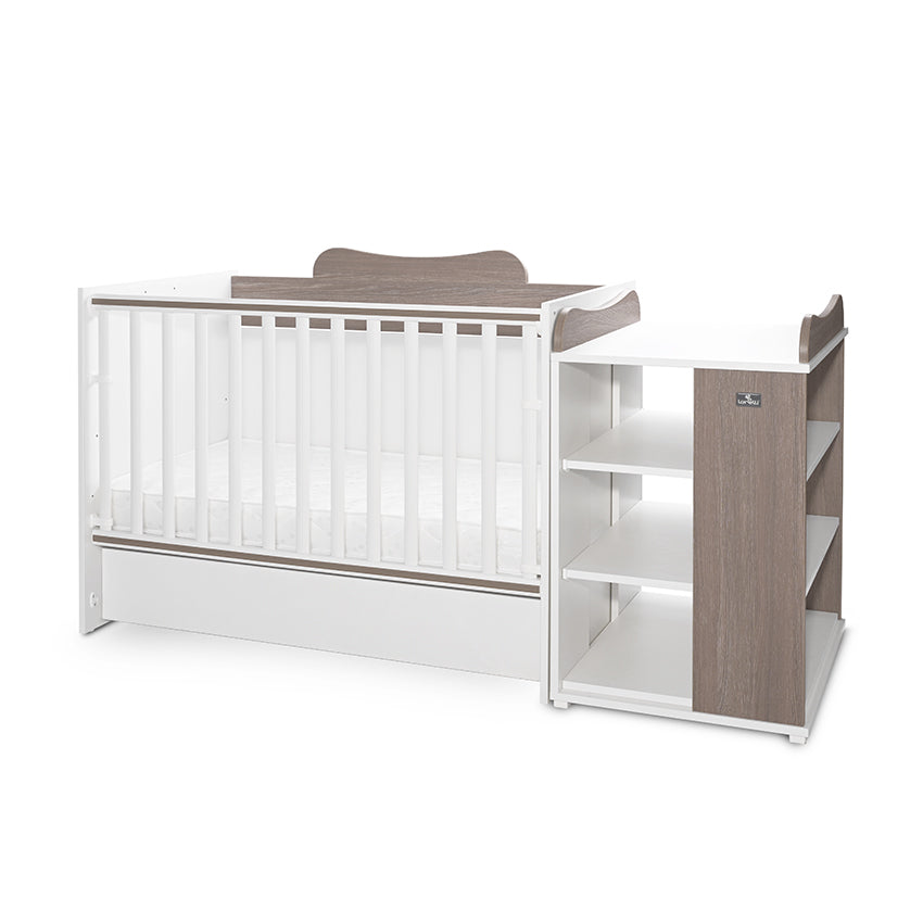 Pătuț Modular Multifuncțional Lorelli Multi, White Orchid - White & Coffee [ps:39c7c95f-efae-4ad4-9882-298477b9993f]