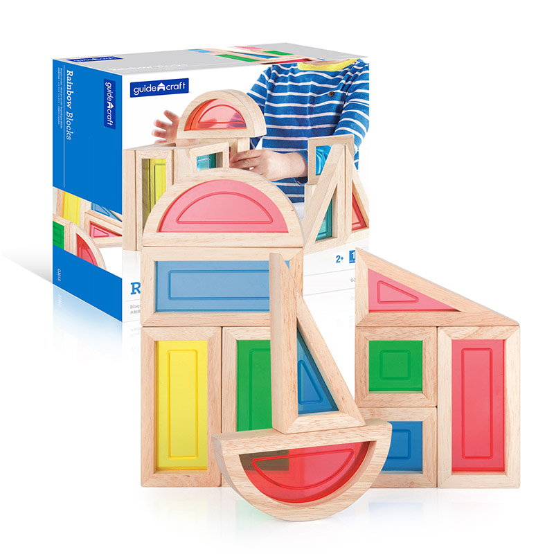 Rainbow Blocks Guidecraft - Blocuri Senzoriale cu Sclipici - Set 10 buc [ps:66580338-2650-42c2-a8cb-acf1244dfb14]