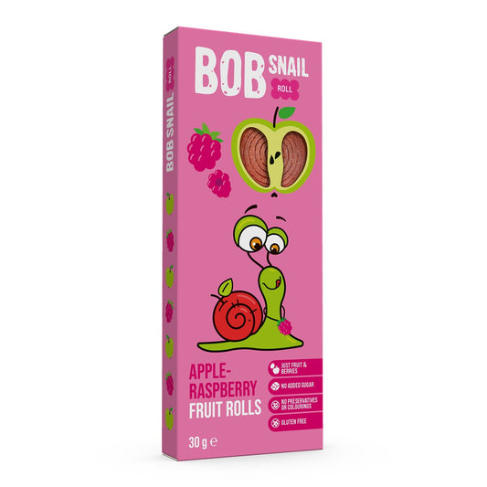 BOB SNAIL Fruit Rolls, Rulou din fructe, gustare din fructe, cu mere si zmeura, 30 g [ps:21b096d1-fcaf-47a6-ba06-5fdd1fa9f336]