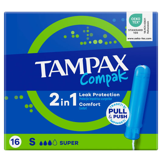 Tampax Compak Super cu Aplicator, 16 buc - Protecție Sigură - Default Title [ps:49297d30-69ea-401f-a994-999245032321]
