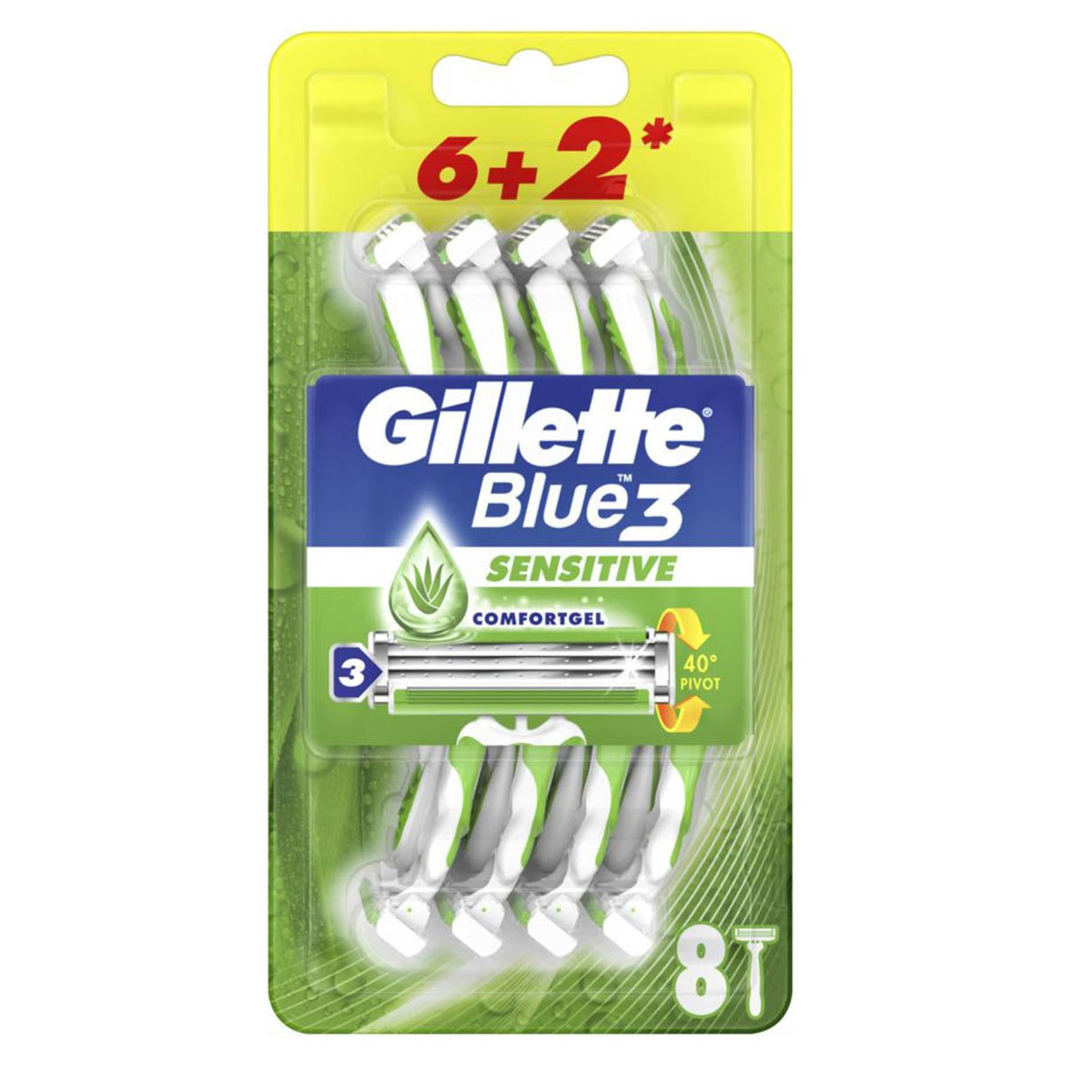 GILLETTE Blue III Sensitive, aparat de ras, 6+2 buc [ps:ecb465f2-875a-43af-8d4c-579b87ae8946]