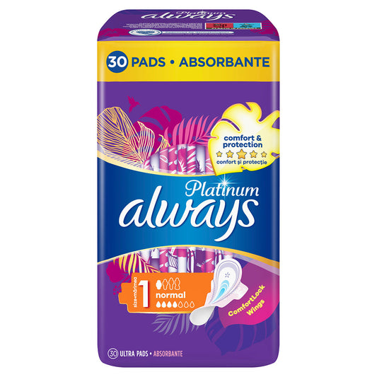 ALWAYS Platinum Normal Quatro, absorbante igienice, marime 1, 30 buc [ps:0c04b325-33e7-41d9-ba09-a20f4bdb408b]