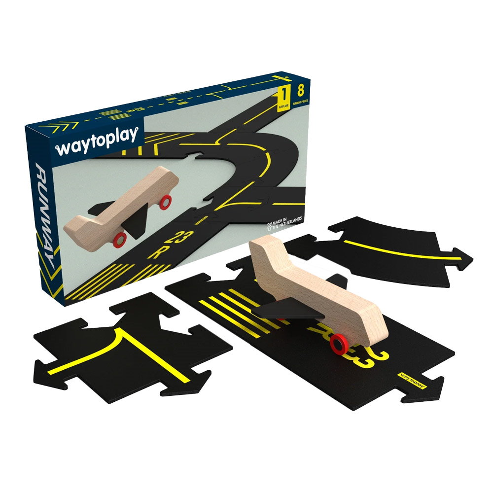 Pista Aeroport Waytoplay Runway cu Avion din Lemn - Default Title [ps:1aca2098-72d6-4dcf-affc-cca5d8d8ecdd]