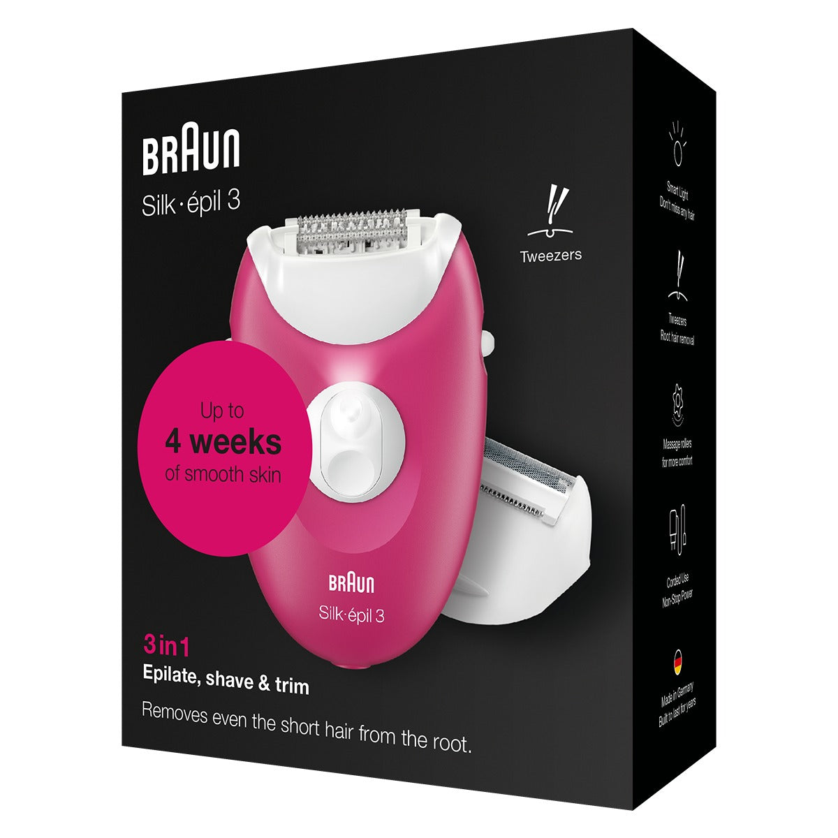 BRAUN Silk-épil 3 3-276, epilator, Roz/Alb - Default Title [ps:82fb7118-68ed-4ec2-bc06-f8122275d252]