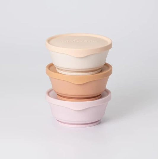 Set 3 boluri cu capac hrana bebelusi Miniware, 100% din materiale naturale biodegradabile, Cotton Candy+Toffee+Vanilla [ps:bb39e3c0-9ac3-40ef-a5c3-bf7d1b470ec7]