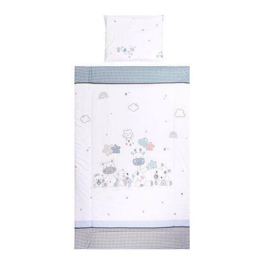 Set Lenjerie Pat 3 Piese Lorelli Cosy Train Blue, Bumbac - Giraffe White [ps:56138a4b-e1c5-4492-9569-1cba5ce56823]