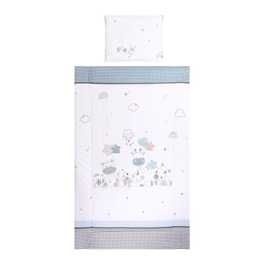 Set Lenjerie Pat 3 Piese Lorelli Cosy Train Blue, Bumbac - Giraffe White [ps:56138a4b-e1c5-4492-9569-1cba5ce56823]