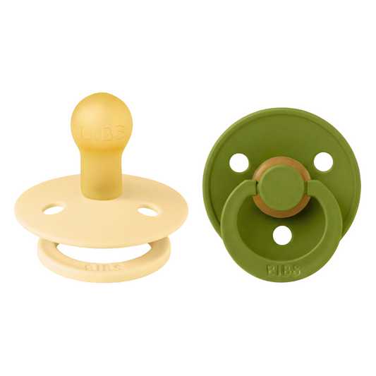 Set 2 Suzete BIBS Colour Latex, Tetină Rotundă, 0 luni - Pale Butter/Wasabi [ps:7b188c61-46d4-4502-b1af-82c205ae37ee]