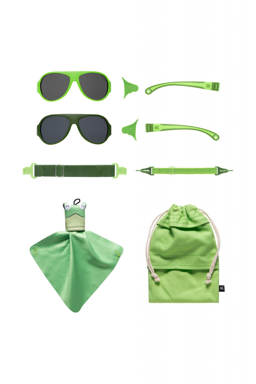 Ochelari de soare pentru copii MOKKI Click & Change, protectie UV, verde, 2-5 ani, set 2 perechi [ps:84fbebf1-f02f-4062-9dde-ec8844b6f86a]