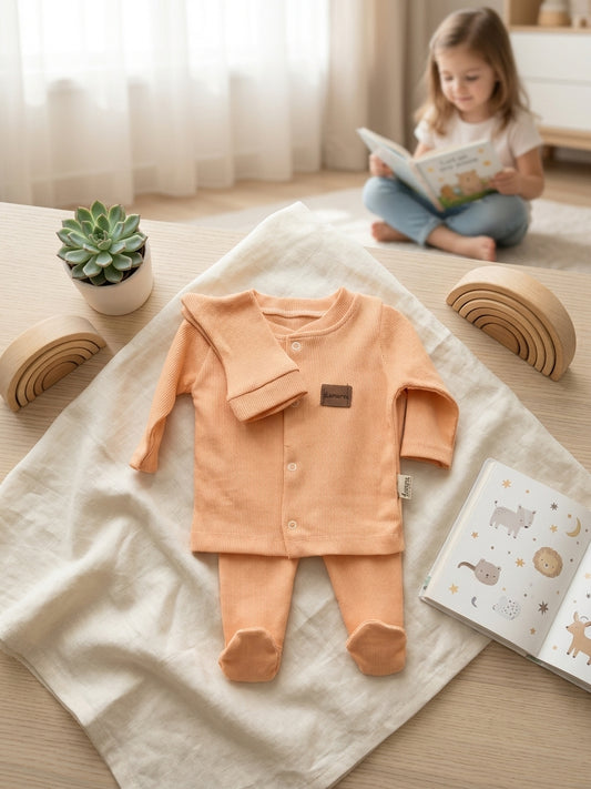 Set Nou-Născut Tricot Reiat cu Căciuliță Roz 0-3 Luni INFANT - Portocaliu [ps:2f1cbf2e-bd9e-456e-ba57-39ff56a07f71]