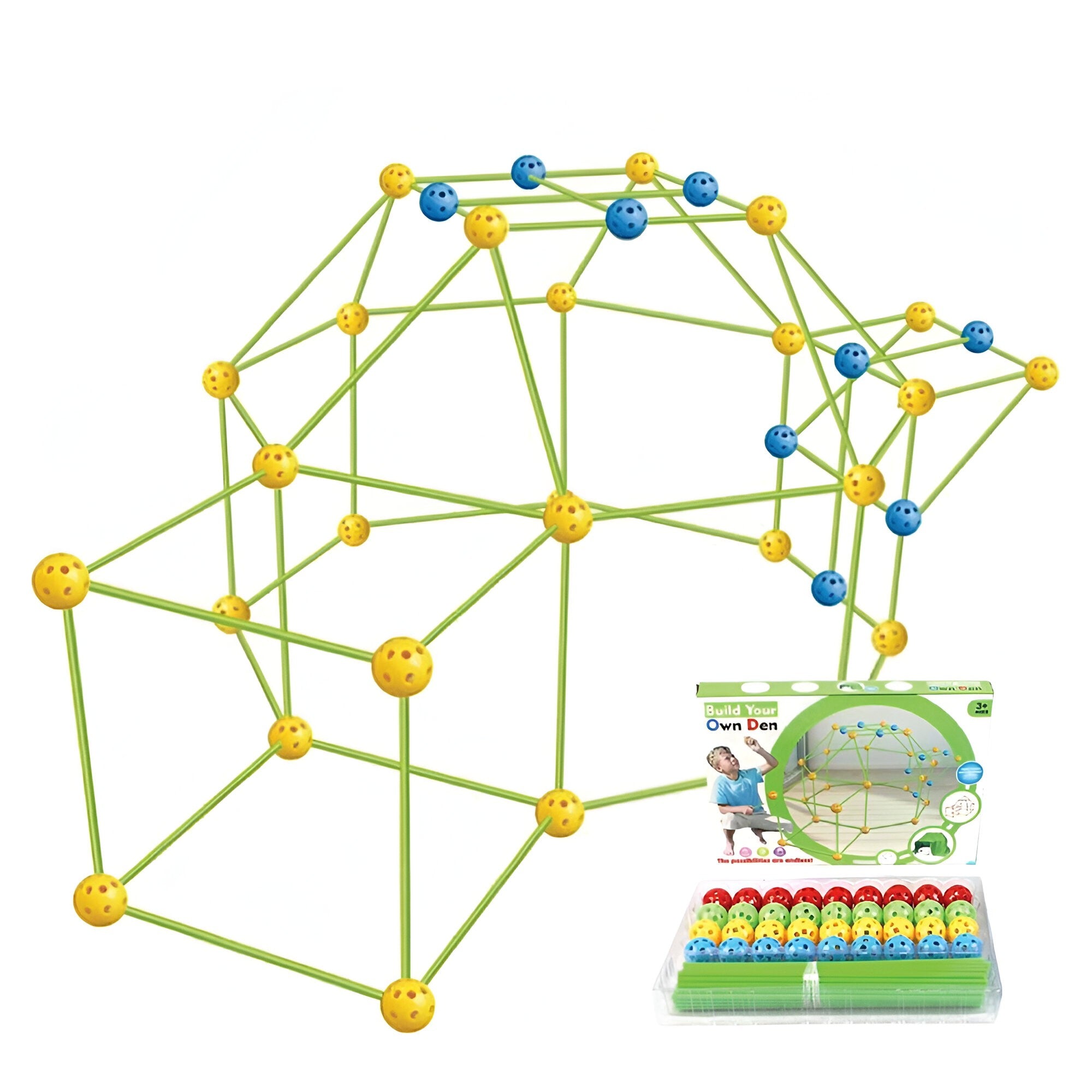Kit Constructie Fort 3D Flippy, 36 Sfere si 51 Tije, Verde - Default Title [ps:257149f0-f781-4805-adaf-1829766d5f88]