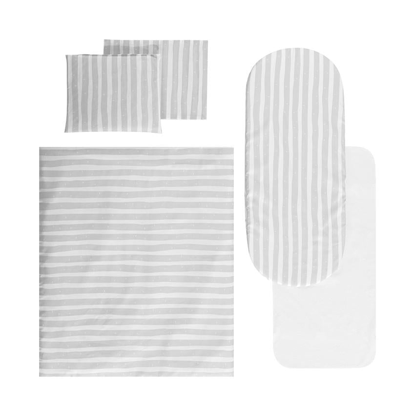 Set Lenjerie Cărucior Lorelli Happy Friends Mint, 6 piese - gri striped [ps:aab0b121-c282-4f1c-b689-04b4d7acd2b7]