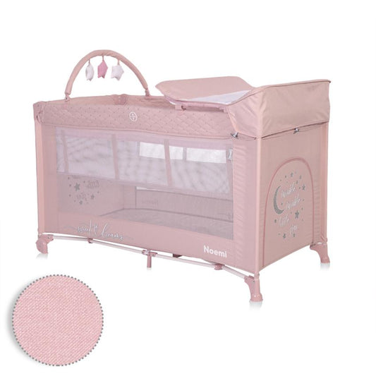 Pătuț Pliabil Lorelli Noemi Plus, 2 Nivele, Mellow Rose Star - roz stelute [ps:d75a6f8a-536e-401b-b4d1-75153f46df00]