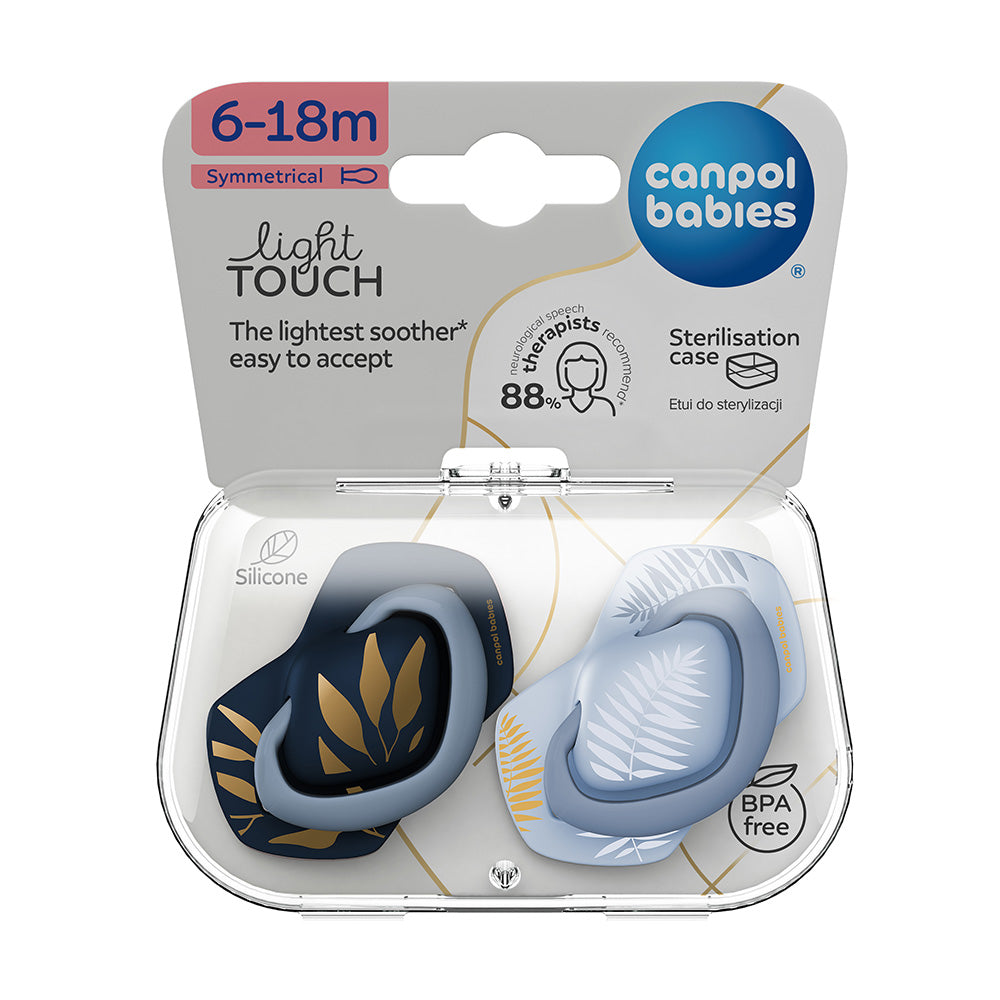 Canpol Babies Suzeta simetrica din silicon 6-18m Gold 2 Pcs 22/665_Blu [ps:755158e0-d673-4b1b-aa2a-455b1266dcf4]