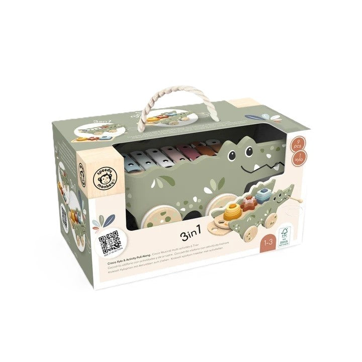 Crocodil din Lemn cu Xilofon și Stivuire - Speedy Monkey - Default Title [ps:95dd4ae1-4089-4ff9-8b73-7dd6d09c428f]