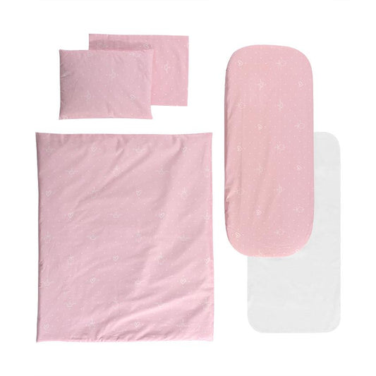 Set Lenjerie Cărucior Lorelli Happy Friends Mint, 6 piese - Little Bear Pink [ps:674802b2-6f31-4469-895d-36201b5e4fc9]