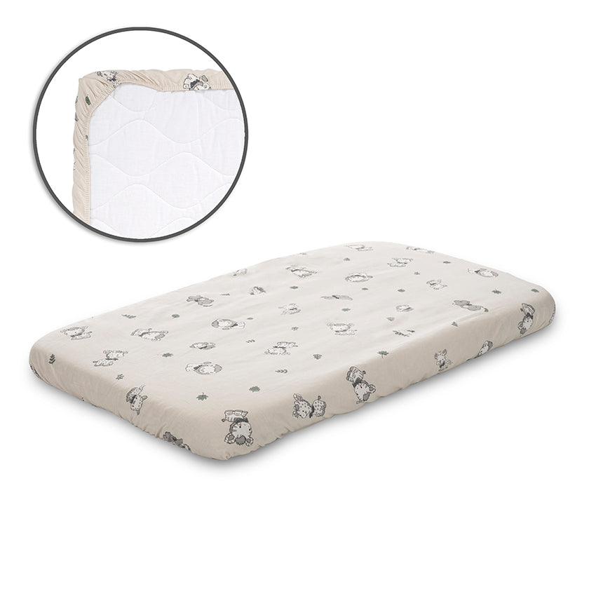Cearceaf Patut Lorelli, 98x65 cm, Bumbac Ranforce, Rose Sky - Beige Jungle [ps:5126ac0b-40dc-425b-b303-a0c1704429b9]