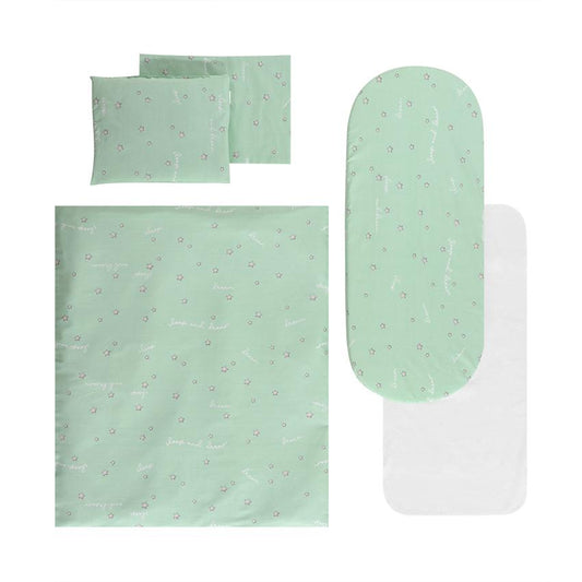 Set Lenjerie Cărucior Lorelli Happy Friends Mint, 6 piese - verde sleep&dream [ps:a2876868-1646-4cc4-9e78-48cfd5b546cc]