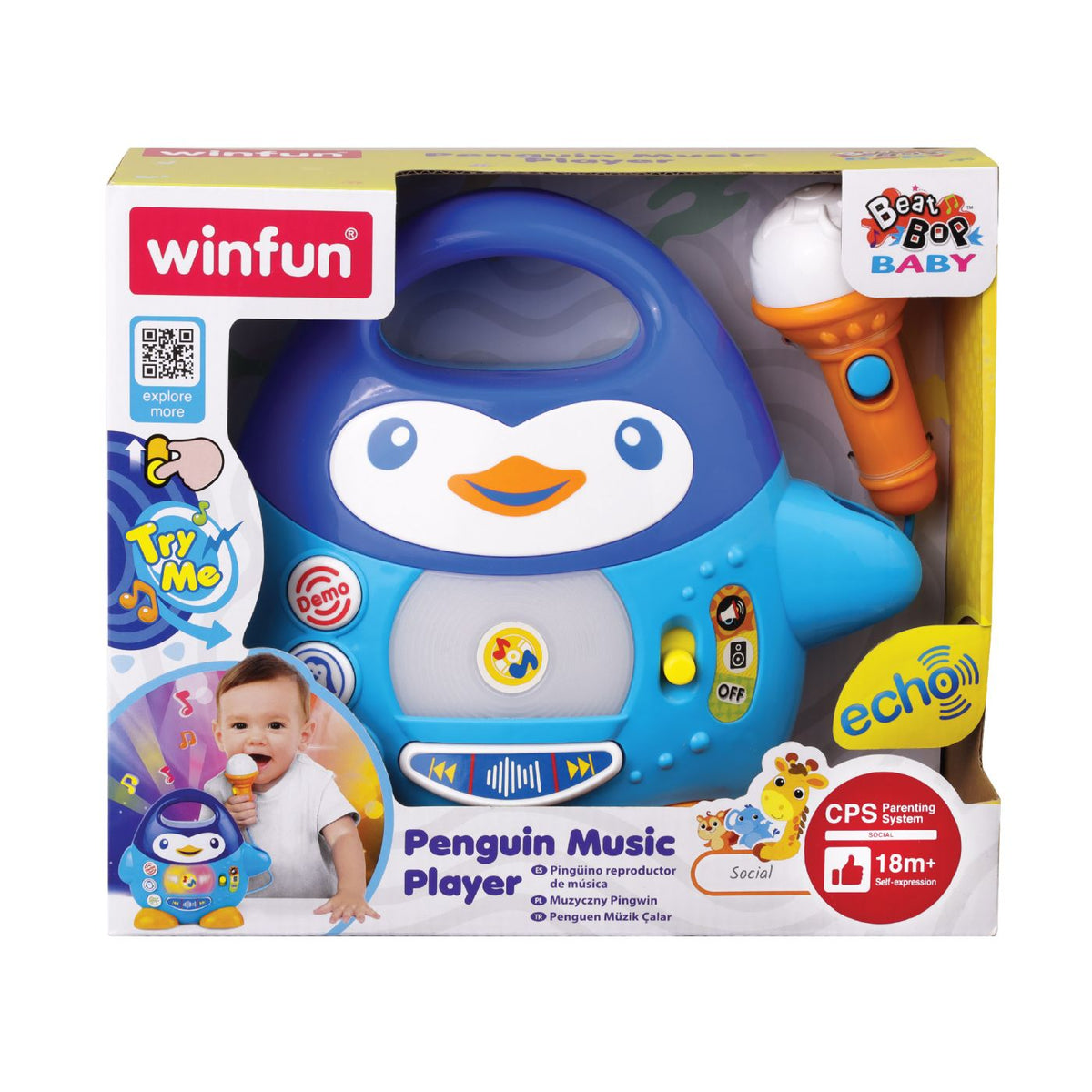 Player Muzical Pinguin WinFun cu Microfon și LED-uri - Default Title [ps:a9faae84-5435-48ea-9ded-2c683e659ad9]