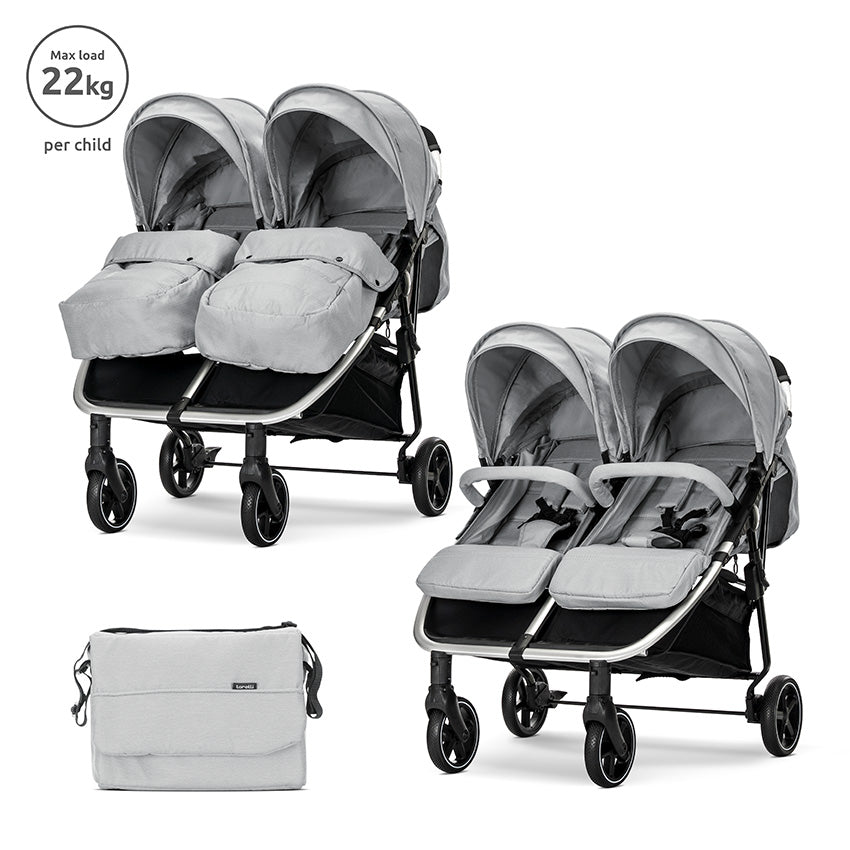 Cărucior Gemeni Lorelli Duo, Aluminiu, Beige - Grey [ps:f39c45ca-413e-4d23-90e9-4a8dcef2479a]
