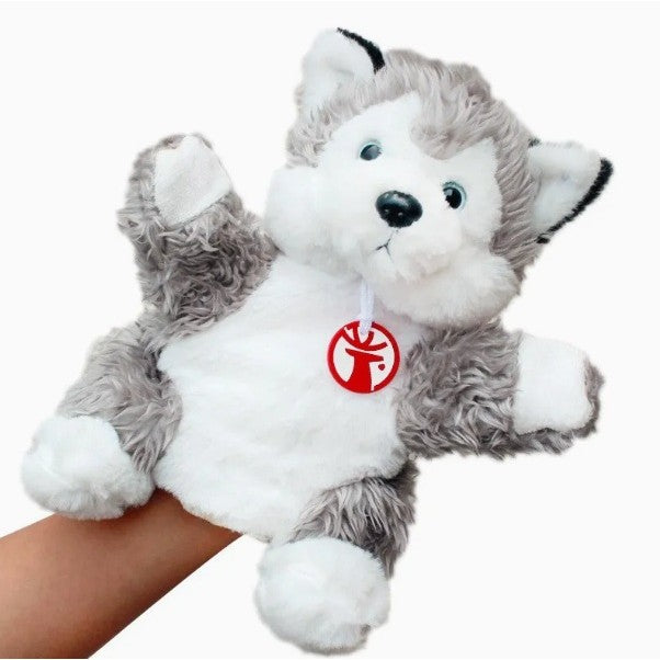 Papusa de Mana Pasare Flippy, Plus, 30cm, Alb/Negru - Model Husky, Gri [ps:ed6d7fe1-3f48-4278-9bb9-ec8deaa4a1e4]