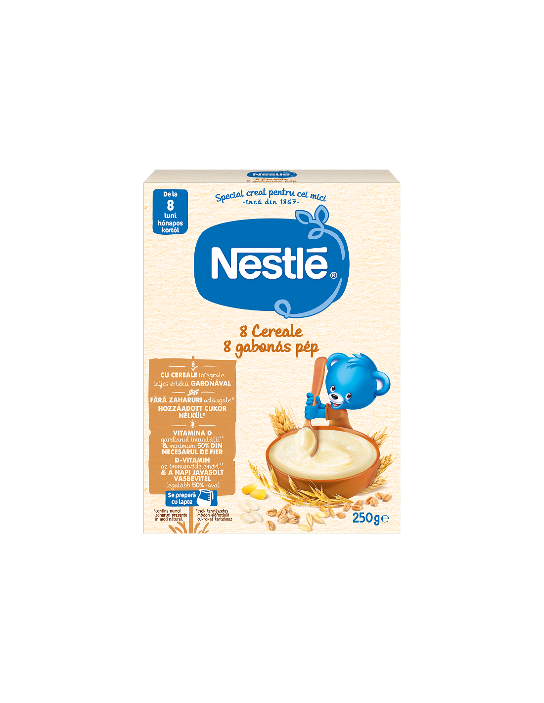 NESTLE Baby, 8 cereale, Bifidus, 250 g [ps:558ee915-4946-493b-b992-1b970f185949]
