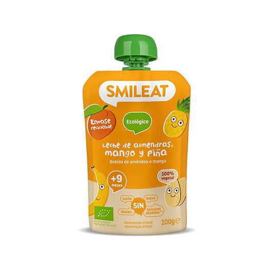 Smileat Gustare Piure din mere, bautura de migdale, ananas si mango 100g, +9 luni, Eco, [ps:035990cd-a889-4300-b627-56b2084c892d]