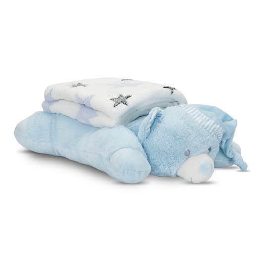 Set Păturică și Pernuță Ursuleț Lorelli Poffy, Beige - Blue [ps:98f28b21-476e-4292-9a26-5e2cf0cd45e0]