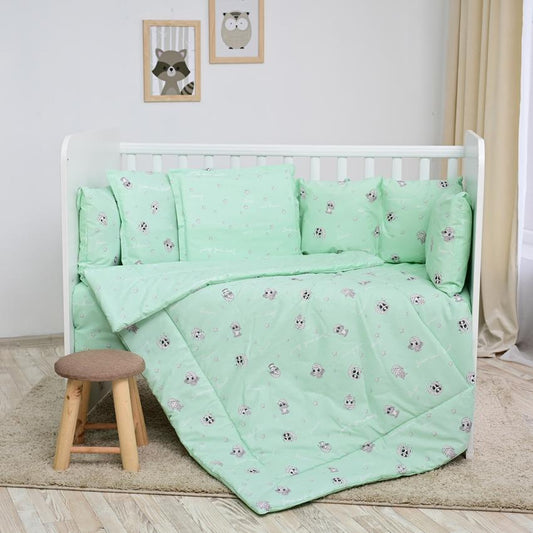 Set Lenjerie Pătuț Lorelli Train Grey, 8 Piese, 70x140 cm - verde friends [ps:cd9cb460-aae2-4737-a706-7b4b01d49360]