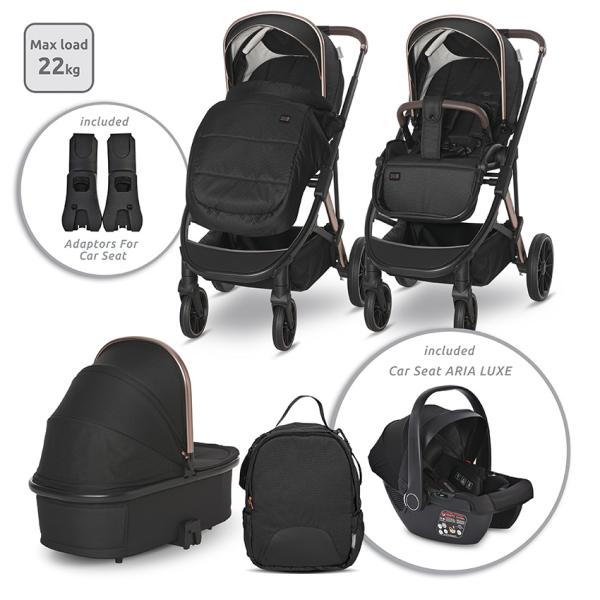 Cărucior Set 3 în 1 Lorelli Aria, Negru - Coșuleț Auto - Black [ps:0b4ec957-0c4f-42c2-8e14-0a63045e0ef0]