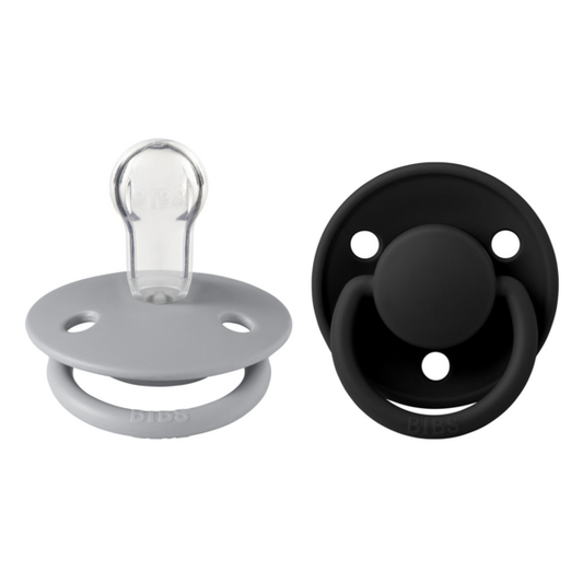 Set 2 Suzete BIBS De Lux Silicon, Tetină Rotundă - - Cloud/Black [ps:596e6ba8-92f0-4cc0-8c48-8d7f766035f6]