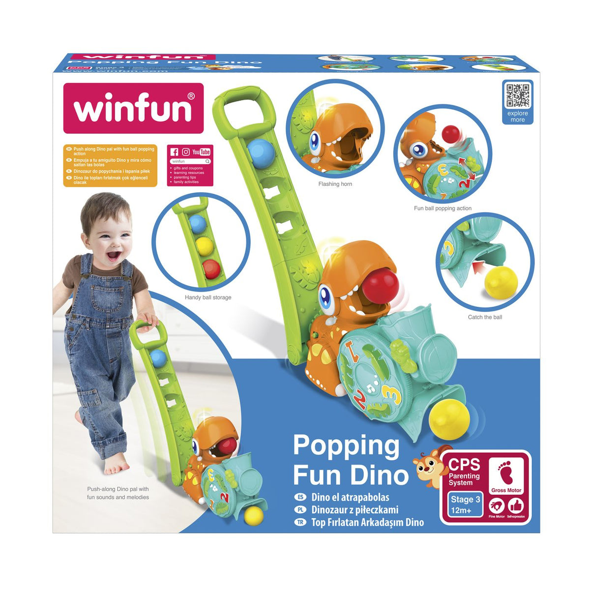 Jucărie de Împins Dinozaur cu Bile WinFun - Dezvoltare Mers - Default Title [ps:d5744255-1dde-492c-a128-77d9ded5d4aa]