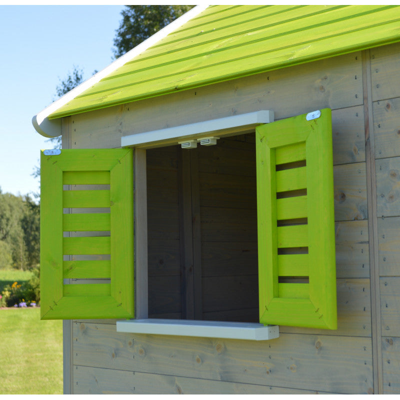 Casuta de gradina Lime Lodge cu platforma, tobogan si leagan dublu (M28L), Wendi Toys [ps:97581234-4d6b-471e-97c5-d81322020b29]