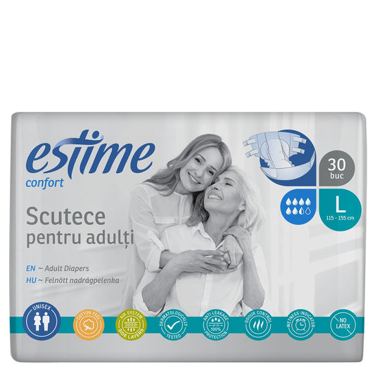 ESTIME Confort, scutece pentru adulti, L, 30 buc [ps:3a6dfe4c-d9ac-4c70-9d28-8f27afc59de6]