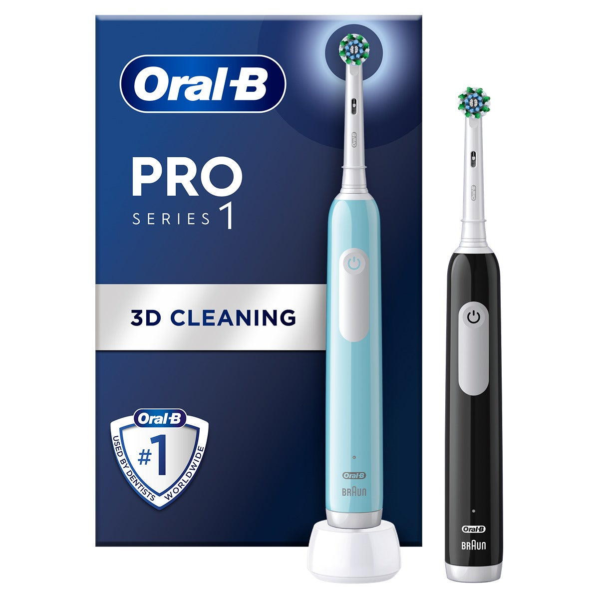 Set ORAL-B PRO 1, 2x periuta de dinti electrica, curatare 3D, Negru/Albastru [ps:d5d679f2-4e50-496e-b8de-34854d66ada4]