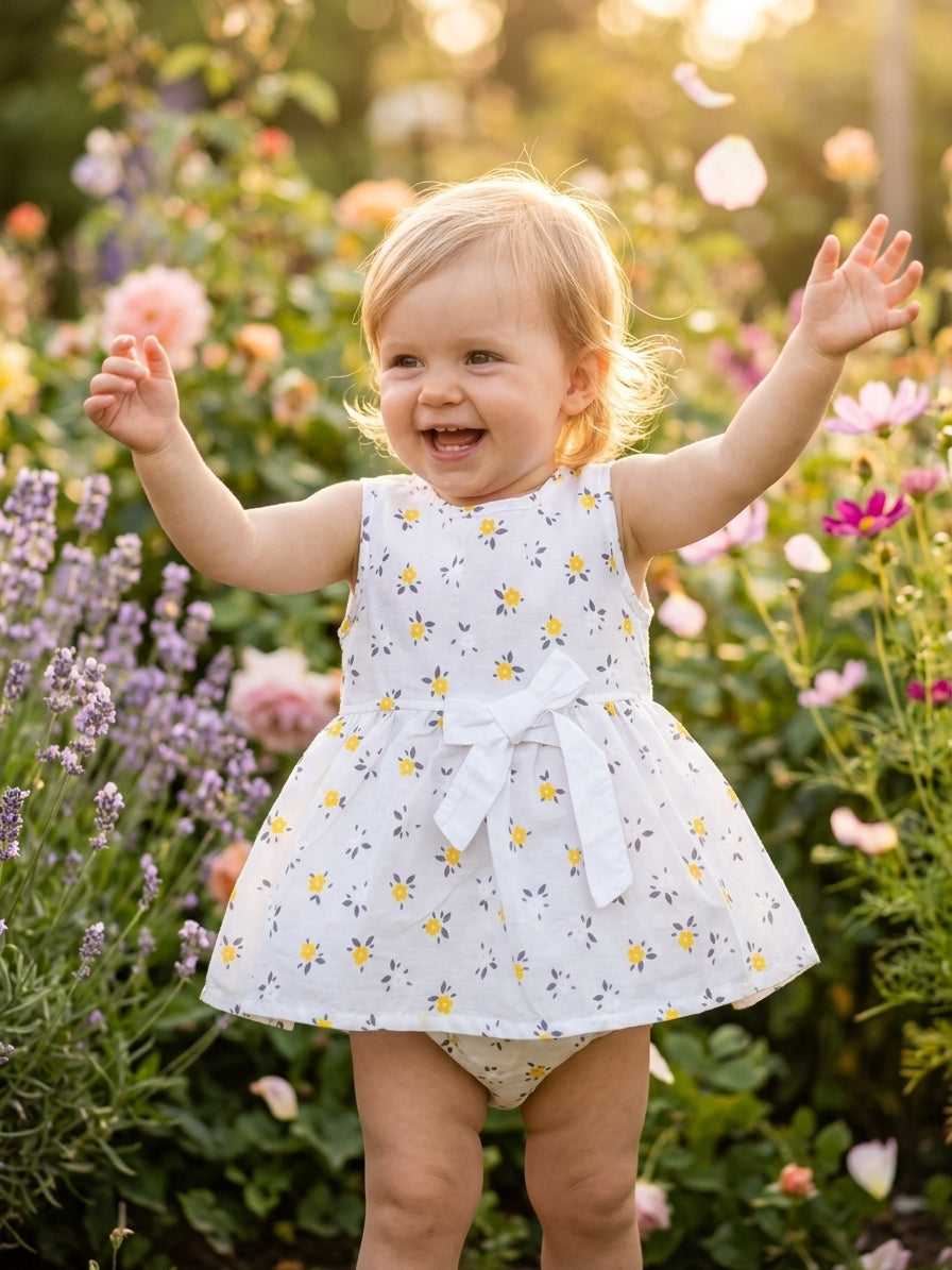 Rochie bebe si chilotel cu flori galbene și fundă talie - 12-18 Luni [ps:12ce8fe0-ee2c-4767-95e5-28aa1876a086]