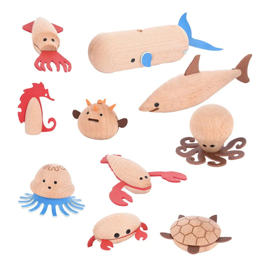 Set 10 Animale Marine din Lemn Sea Creatures - Tickit - Default Title [ps:9950aa05-0421-4b9d-867d-bc44e0ebbb96]