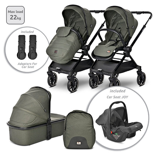 Cărucior Set 3 în 1 Lorelli Reya, Mâner Reversibil, Maro - Green [ps:50d09c8e-328b-40d8-b464-0cfc140f5418]