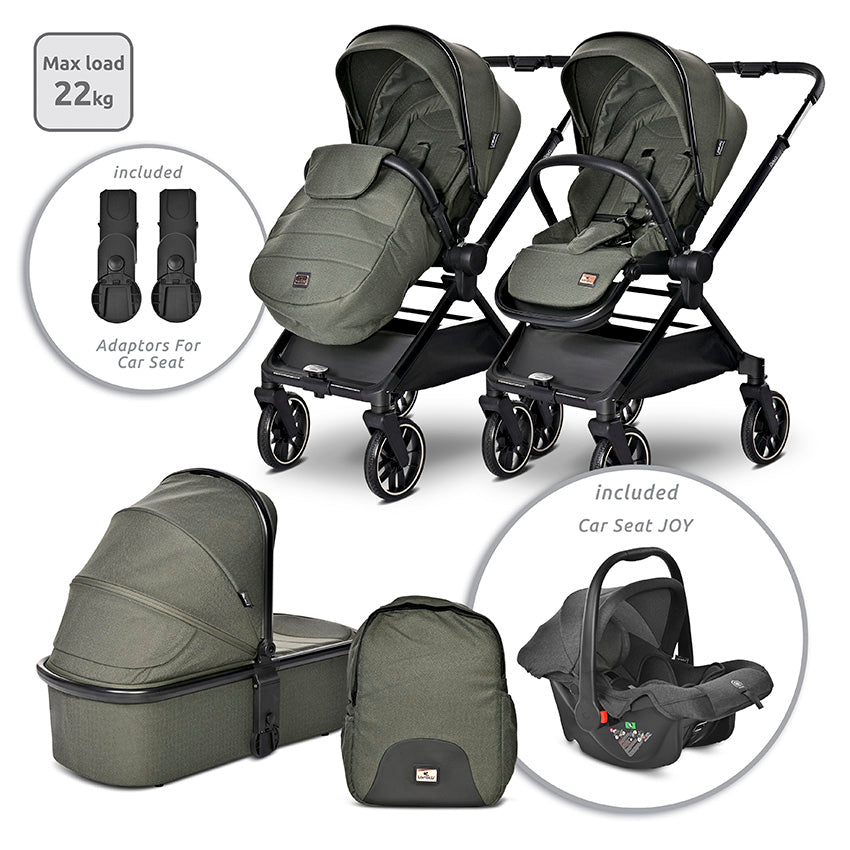 Cărucior Set 3 în 1 Lorelli Reya, Mâner Reversibil, Maro - Green [ps:50d09c8e-328b-40d8-b464-0cfc140f5418]