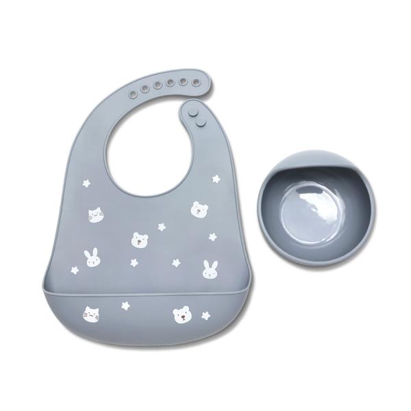 Set Hranire Silicon Lorelli, Bol Vacuum și Bavetă, Fresh - Grey [ps:3dc97efa-3a25-46d1-96ed-3fb15e1aee45]