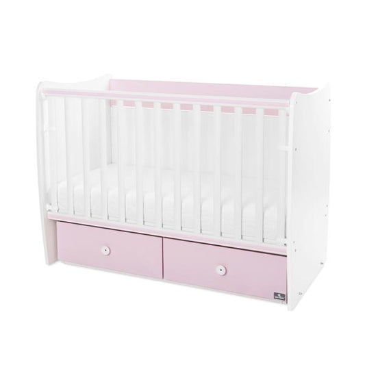 Pătuț Balansoar Transformabil Lorelli Matrix, 60x120 cm - White Orchid Pink [ps:5991d2b6-f9e6-4ceb-9db8-6e85639a5b32]