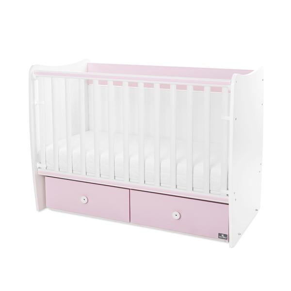 Pătuț Balansoar Transformabil Lorelli Matrix, 60x120 cm - White Orchid Pink [ps:5991d2b6-f9e6-4ceb-9db8-6e85639a5b32]
