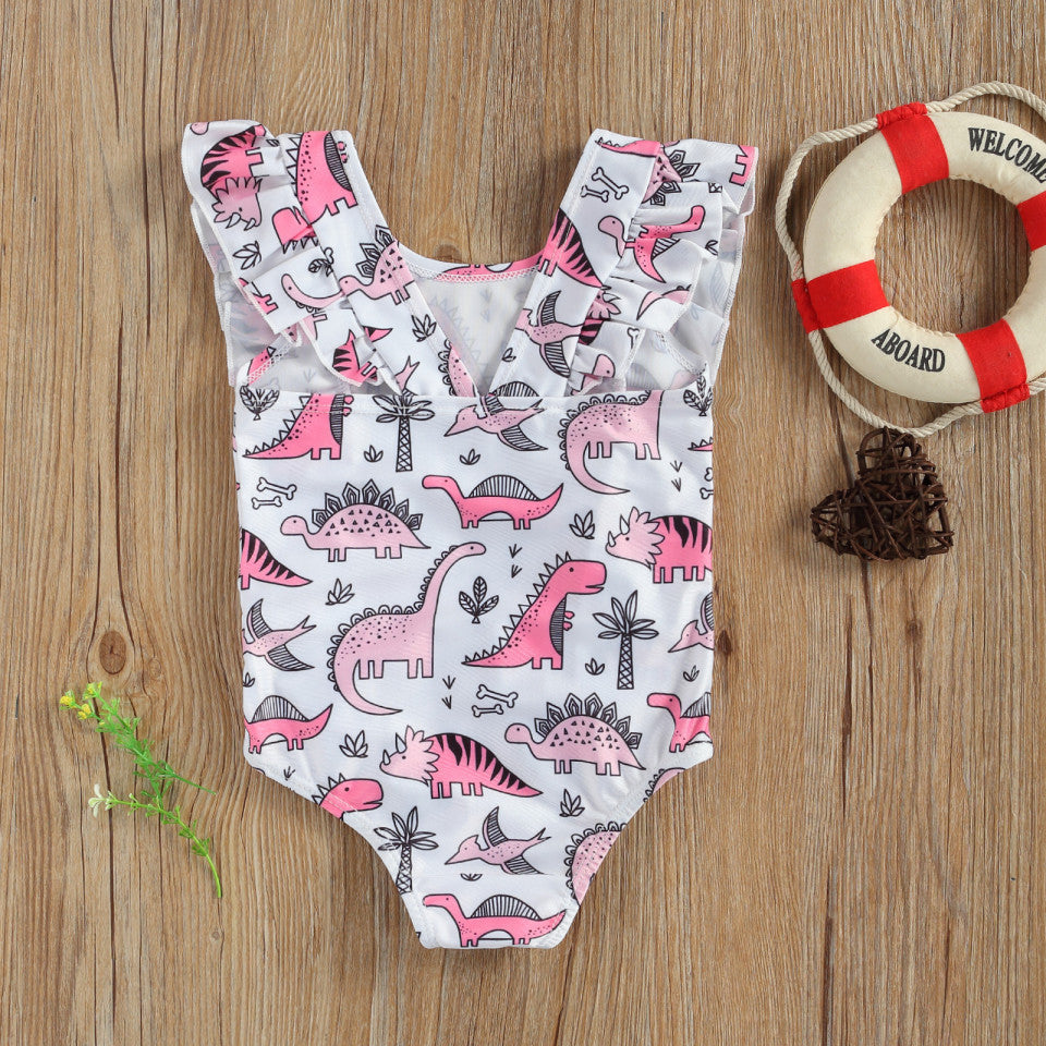 Costum de baie Jurassic Drool (Marime: 110, Model: Dinozauri roz) [ps:0fb70332-87fb-48d5-b815-0957eb3971f5]